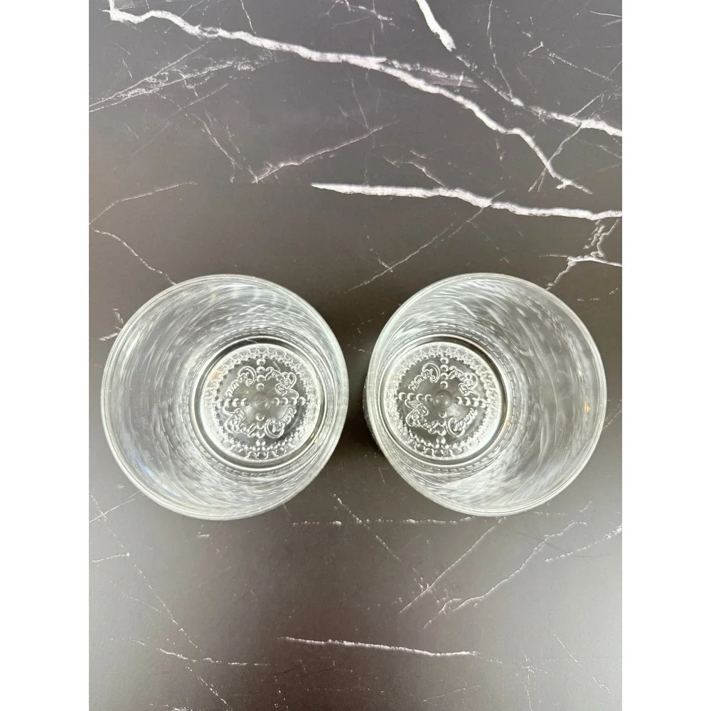 VTG PAIR (2) Crown Royal Embossed Whiskey Rocks Glasses Bullicante Base